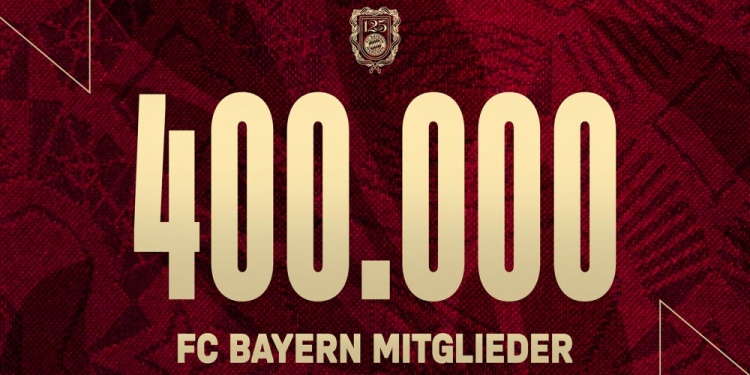  拜仁官方：俱樂(lè )部會(huì )員人數達40萬(wàn)，刷新全球體育俱樂(lè )部會(huì )員數紀錄
