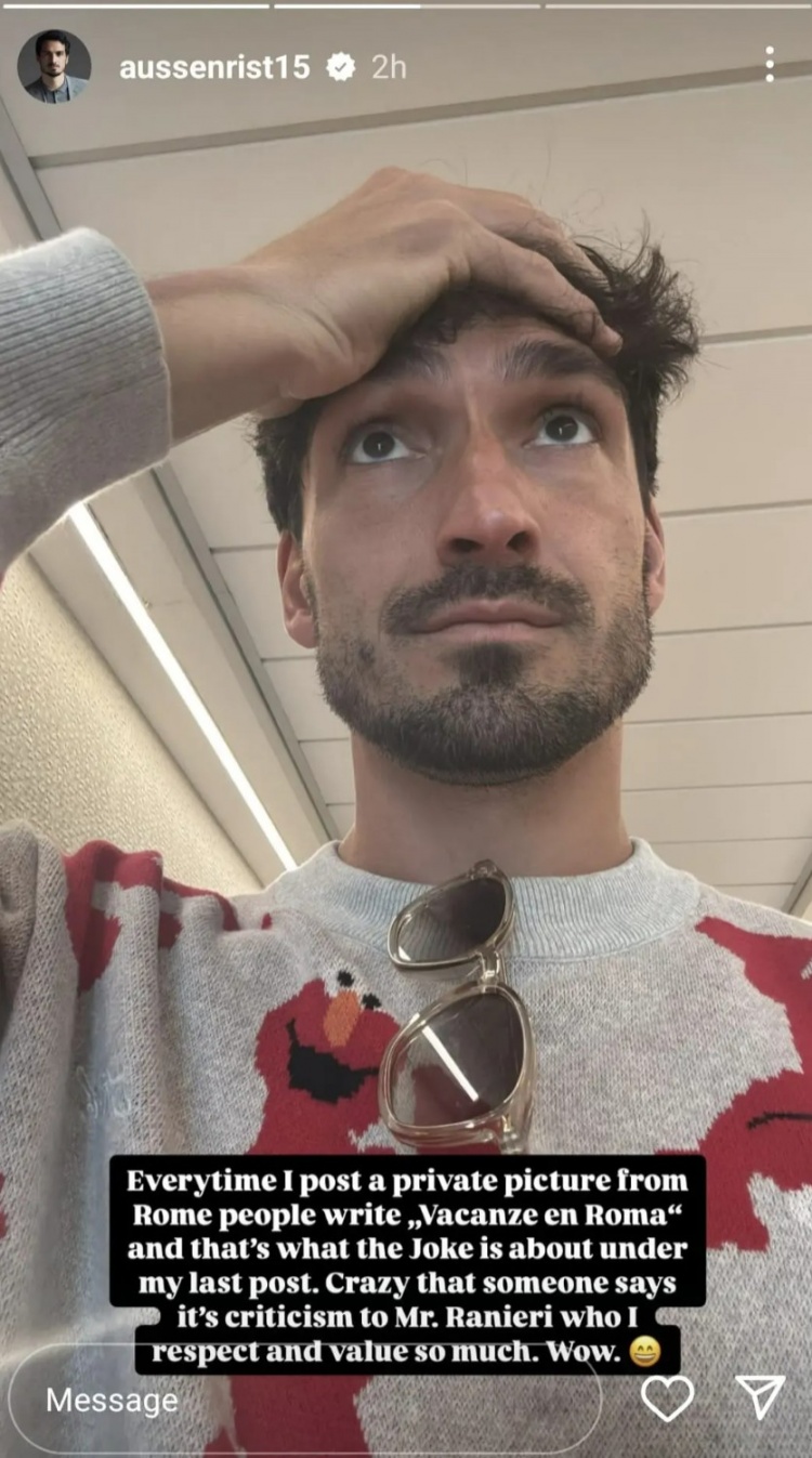  社媒被質(zhì)疑是暗諷拉涅利，胡梅爾斯回應：太瘋狂了，我非常敬重他