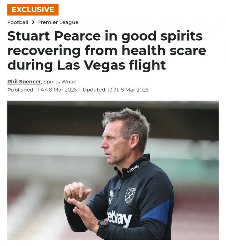  talkSPORT：因健康問(wèn)題入院的英格蘭名宿皮爾斯正在康復 狀態(tài)良好